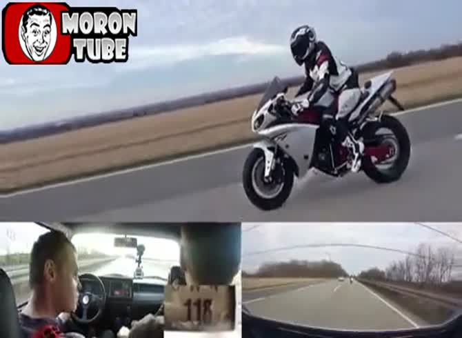 Video :During a race, a Yamaha R1 is atomized by a Golf MK1